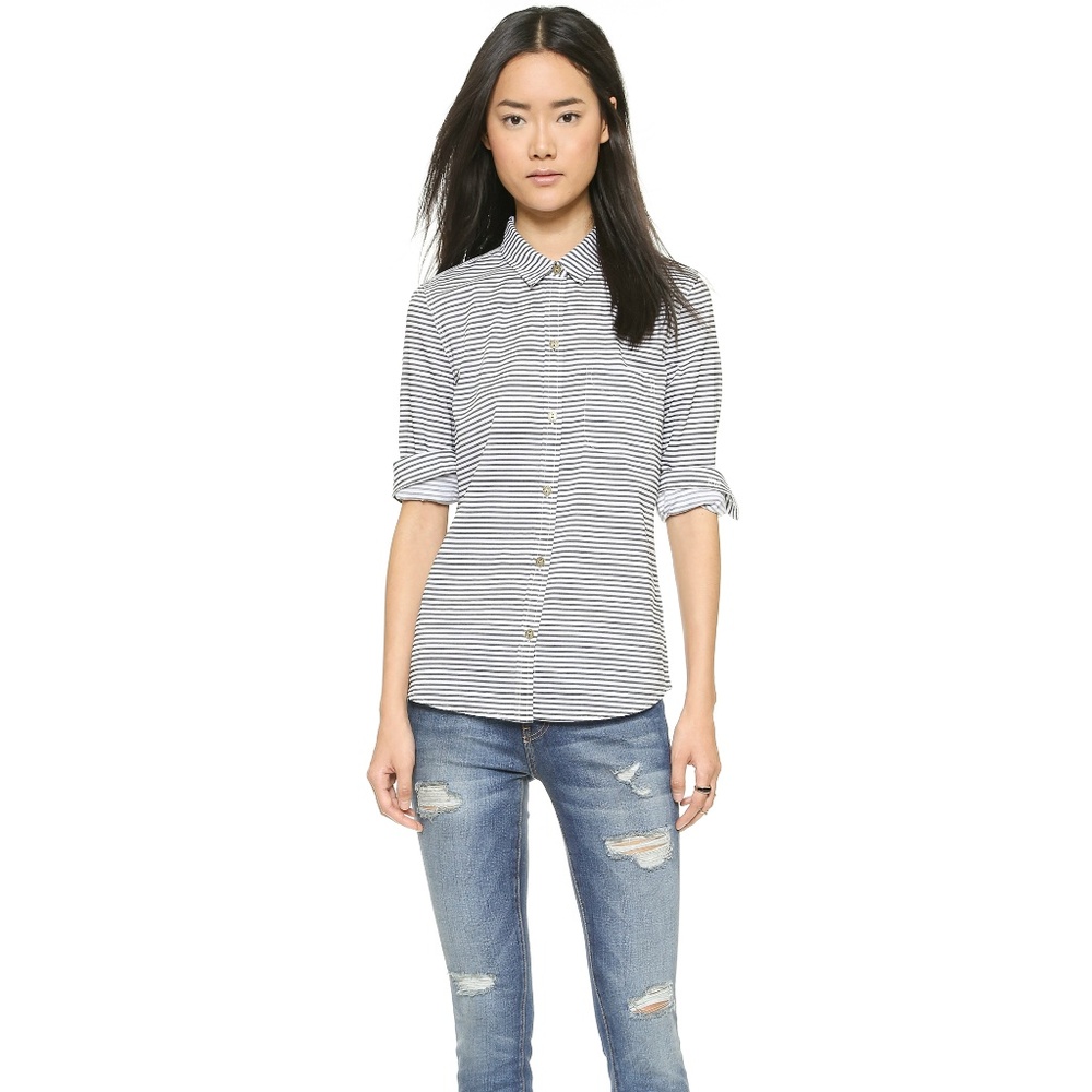 Current/Elliott The Slim Boy Shirt Misty Stripe 2